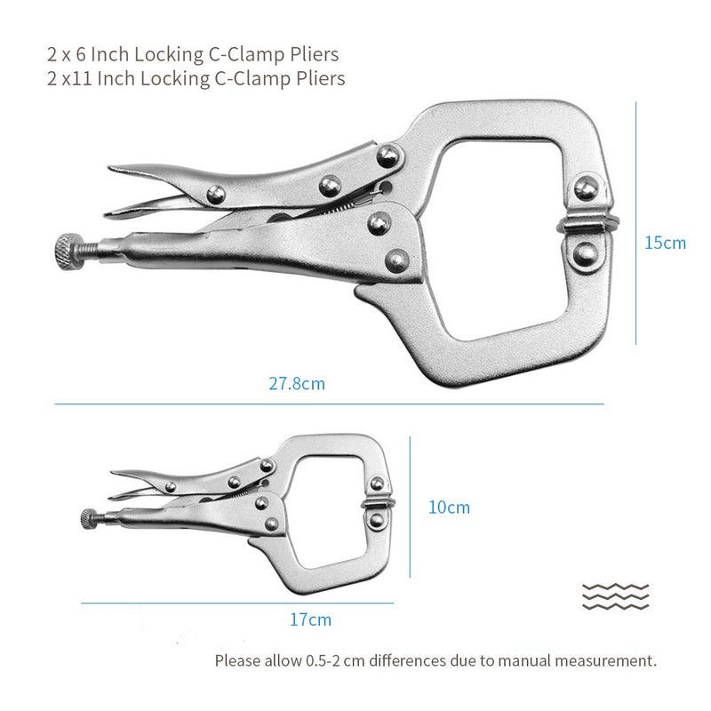 Anxingo 4 Pack Heavy Duty C-Clamp Locking, (2x6" + 2x11" Tips) C-Clamps with Swivel Pads for Craftsman Home Workshop - Image 2